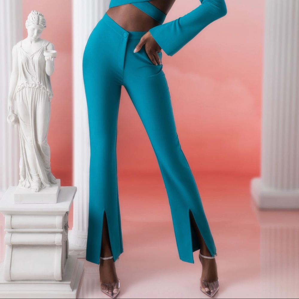 Flare Trousers in teal